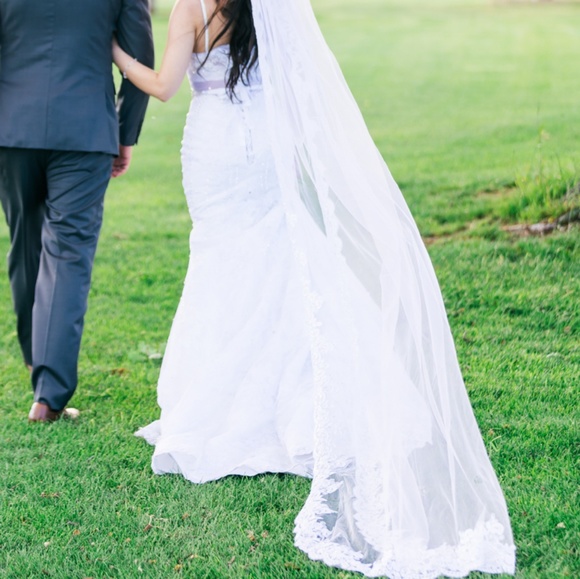 White crystal detailing bridal wedding dress